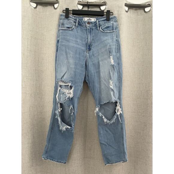 Hollister Jeans Womens 27/5R Blue Straight Distressed Denim - Picture 1 of 3